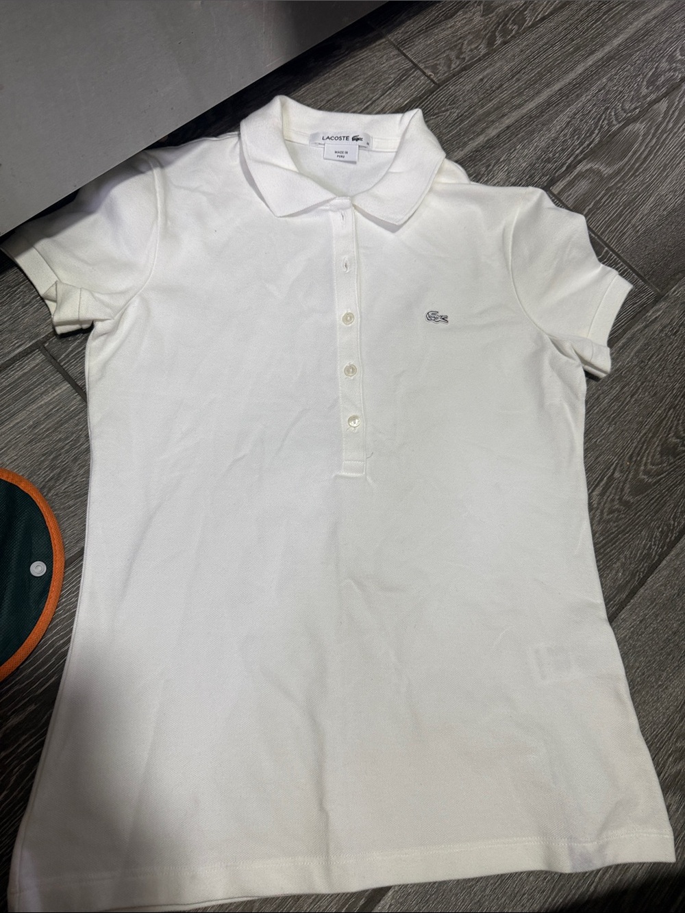 Lacoste Women's White Short-Sleeve Polo with Crocodile Logo